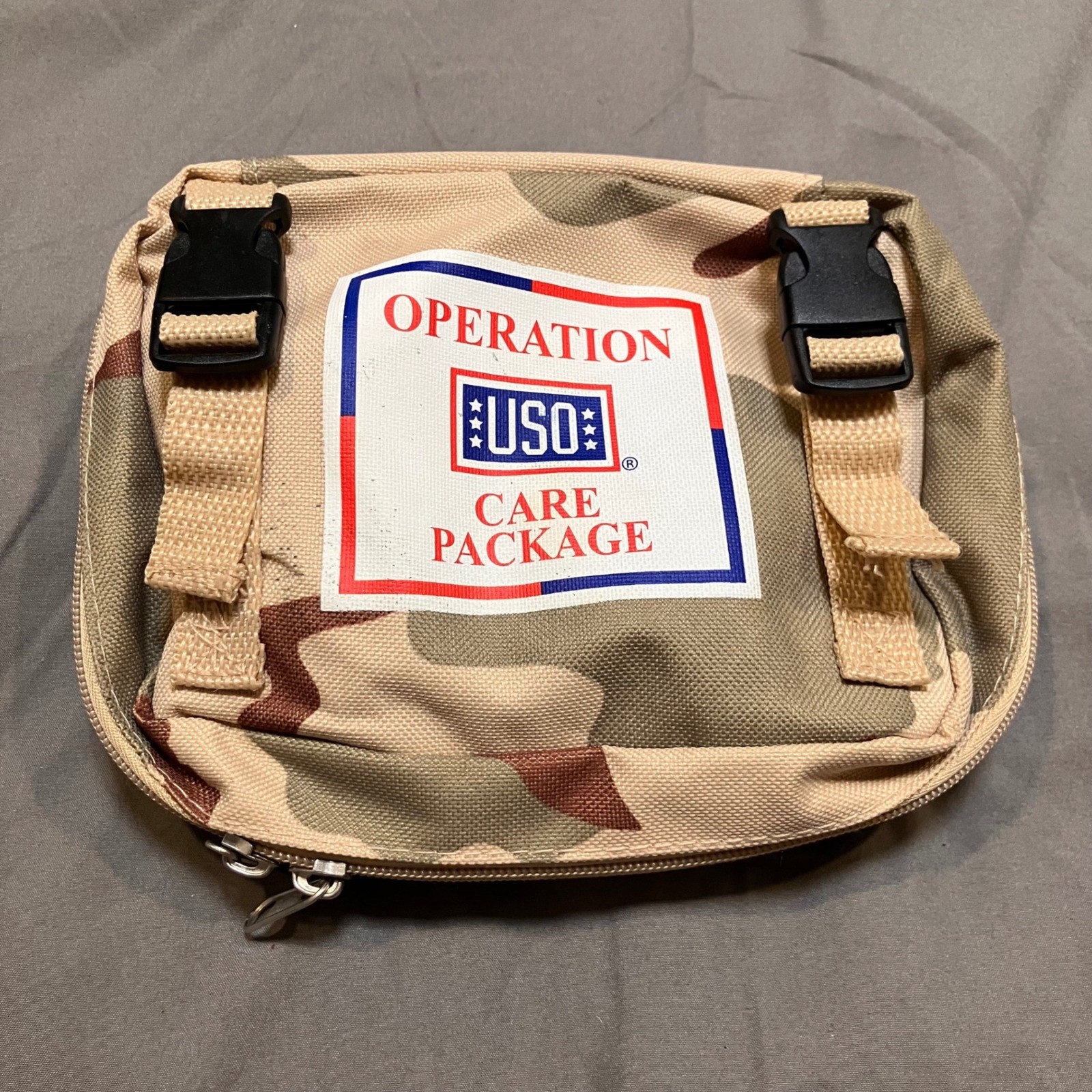 USO Toiletry Bag Unisex Small Tan Desert Camo Operation Care Package Kit