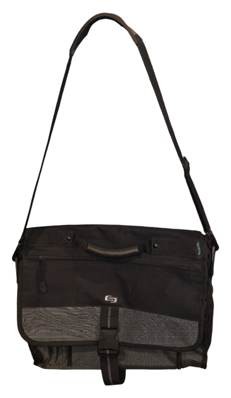 Solo New York Messenger Bag 16×14 Black Gray – New Without Tag–Adjustable Strap