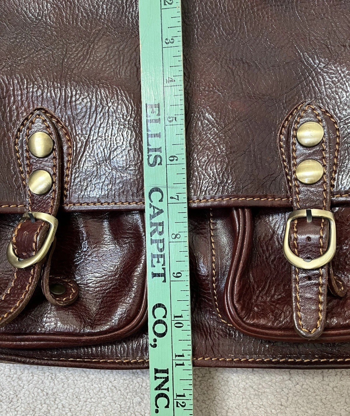 Italian Leather Messenger Computer Commuter Briefcase Bag Brown Strap Snap