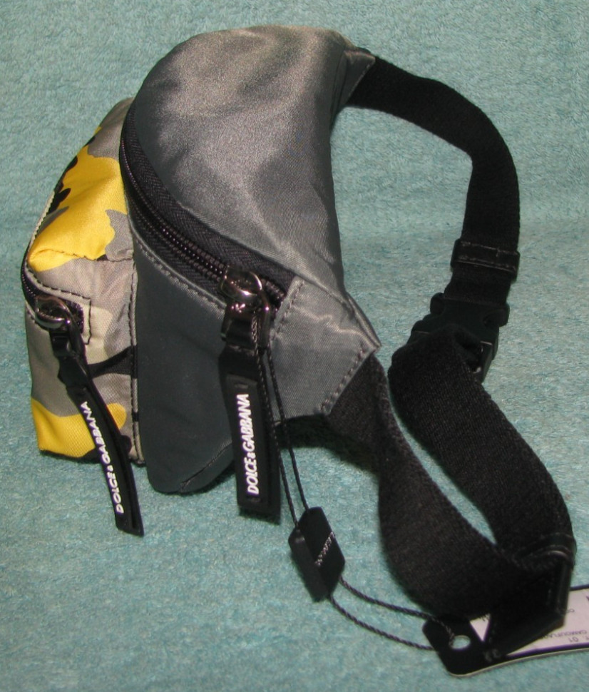 Dolce & Gabbana Camouflage Camo Waist Bag Gray Black & Yellow Bum Belt