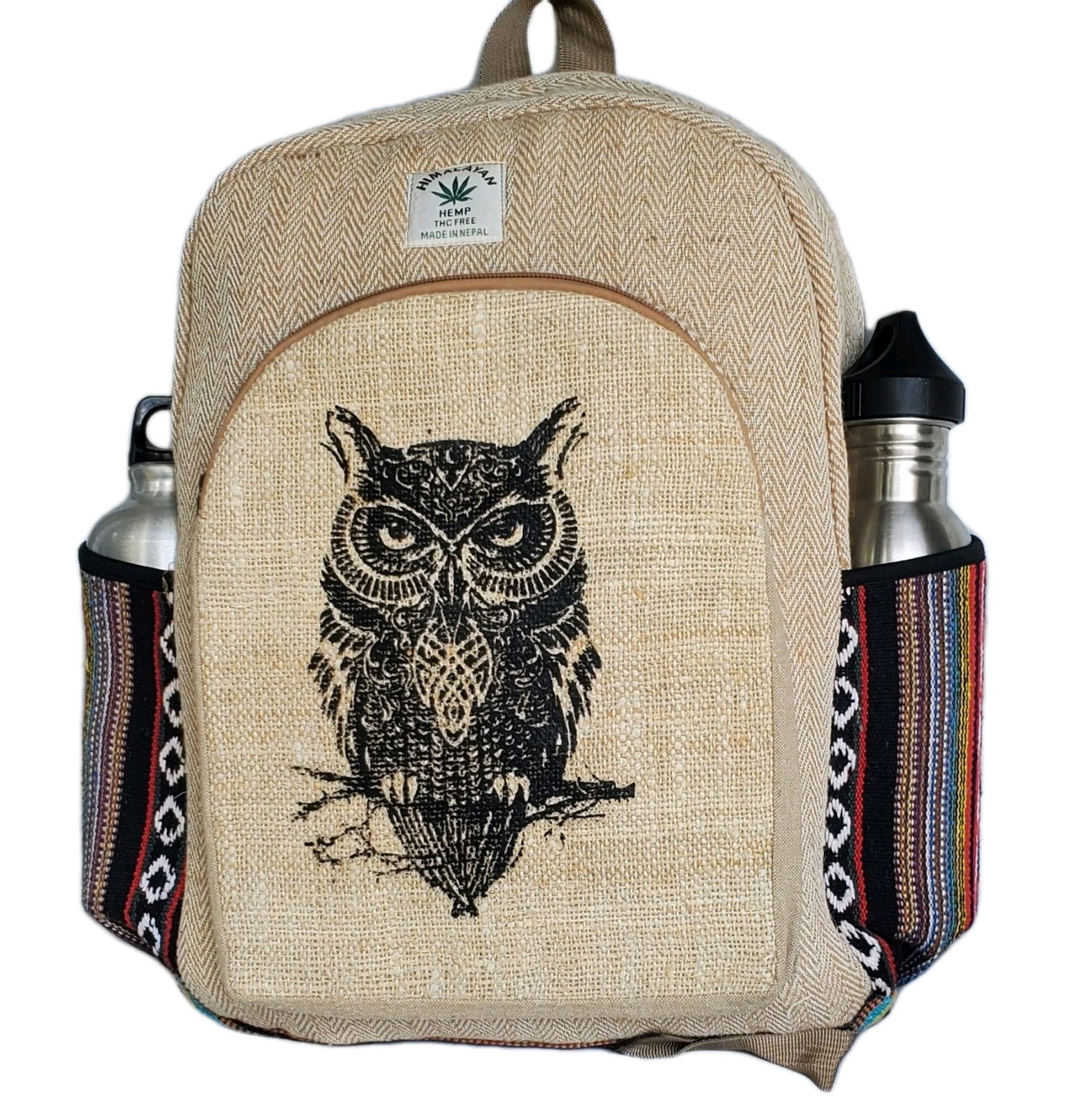 Large Embroidery Pure Hemp Backpack