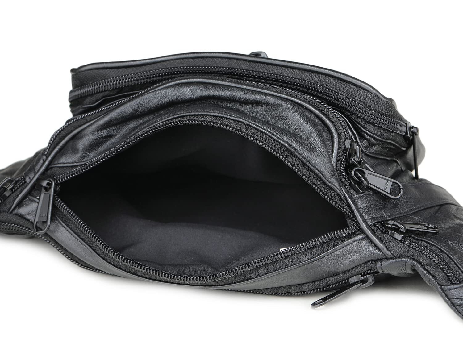 Genuine Leather Multi Zippered Fanny Pack Waist Bag Hip Belt Purse Outdoor Pouch