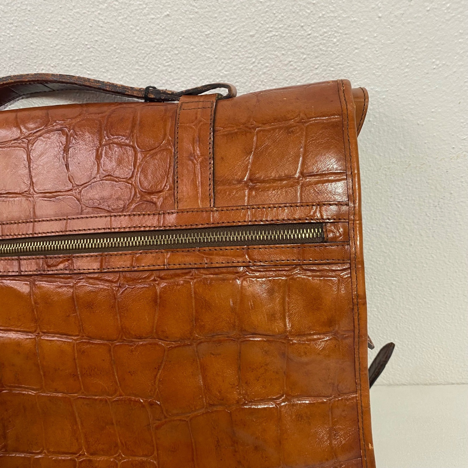 Vintage Mulberry Leather Briefcase Hunter Cango Croc Embossed HB5564/123