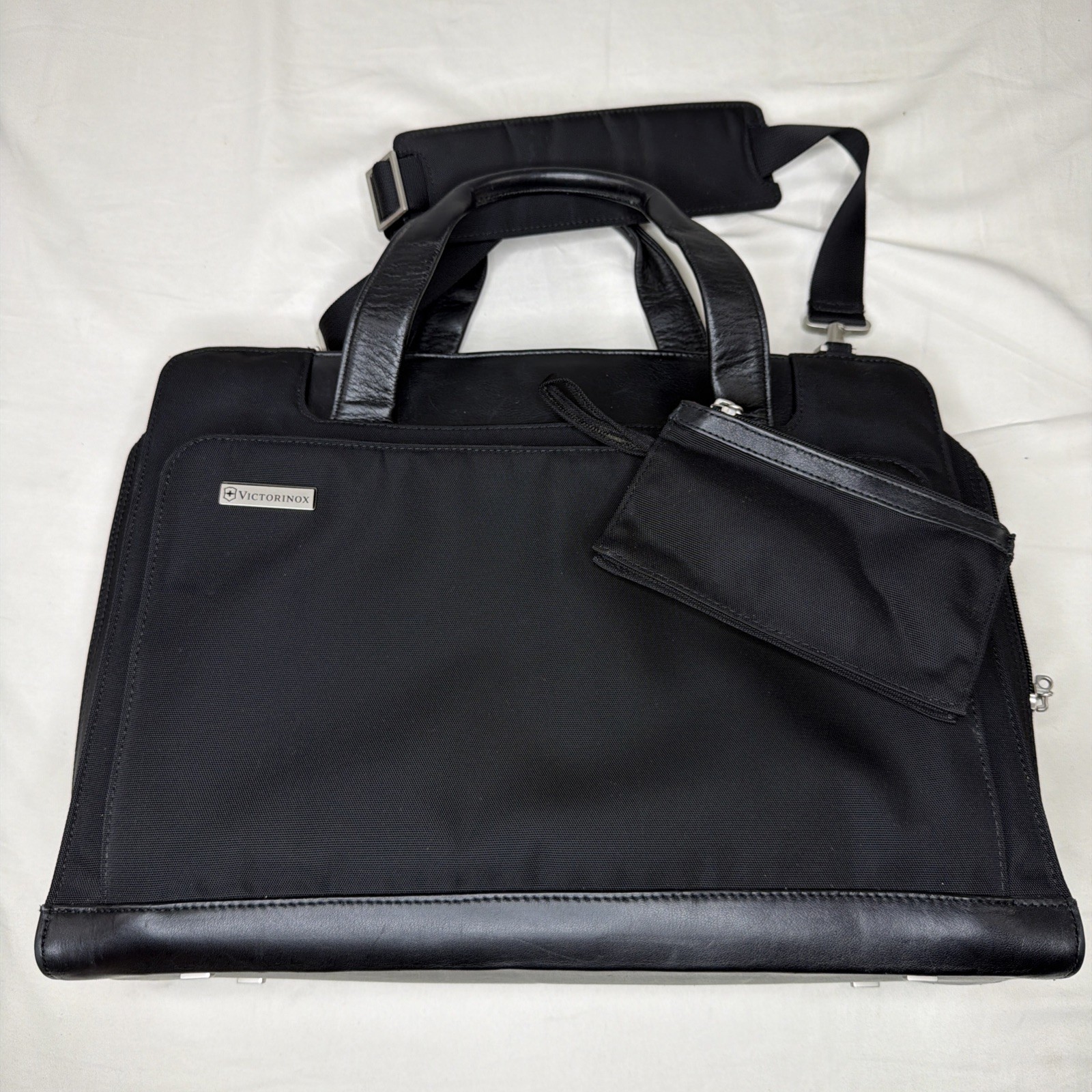 Victorinox Leather/ Nylon Architecture Series Briefcase Black 16.5”x 13”x6”