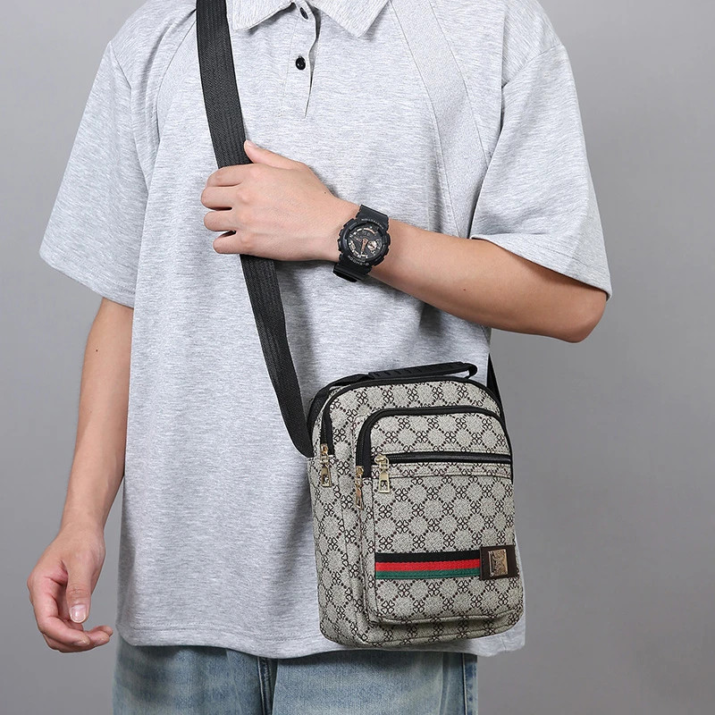 Men’s Crossbody Shoulder Bag Multi Layer Versatile Casual Messenger Handbag