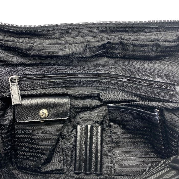 PRADA Briefcase Business Bag Nylon Saffiano Leather Triangle Logo Nero Black