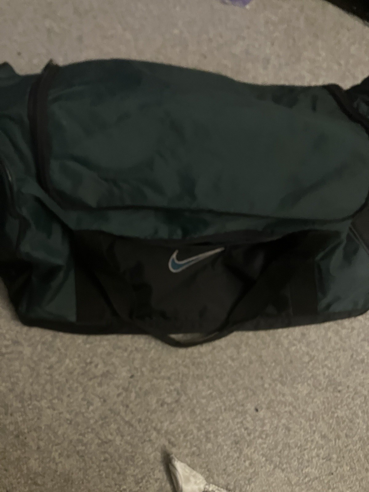 Vintage Nike Athletic Brand Duffle Bag Green 90s Gym Bag Carry On Swoosh Luggage