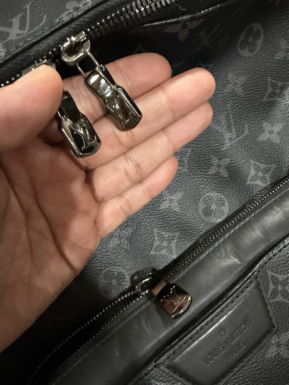 Louis Vuitton Monogram Eclipse Black/Gray Backpack Zip Pockets