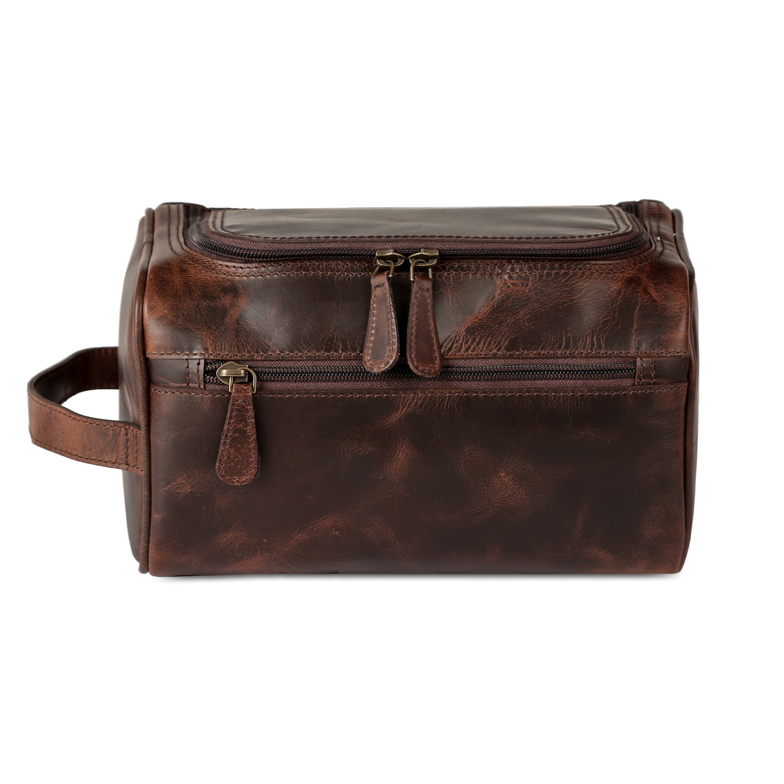 Genuine Leather Han Toiletry Bag Dopp Kit Travel Organizer Shaving Cosmetic Case