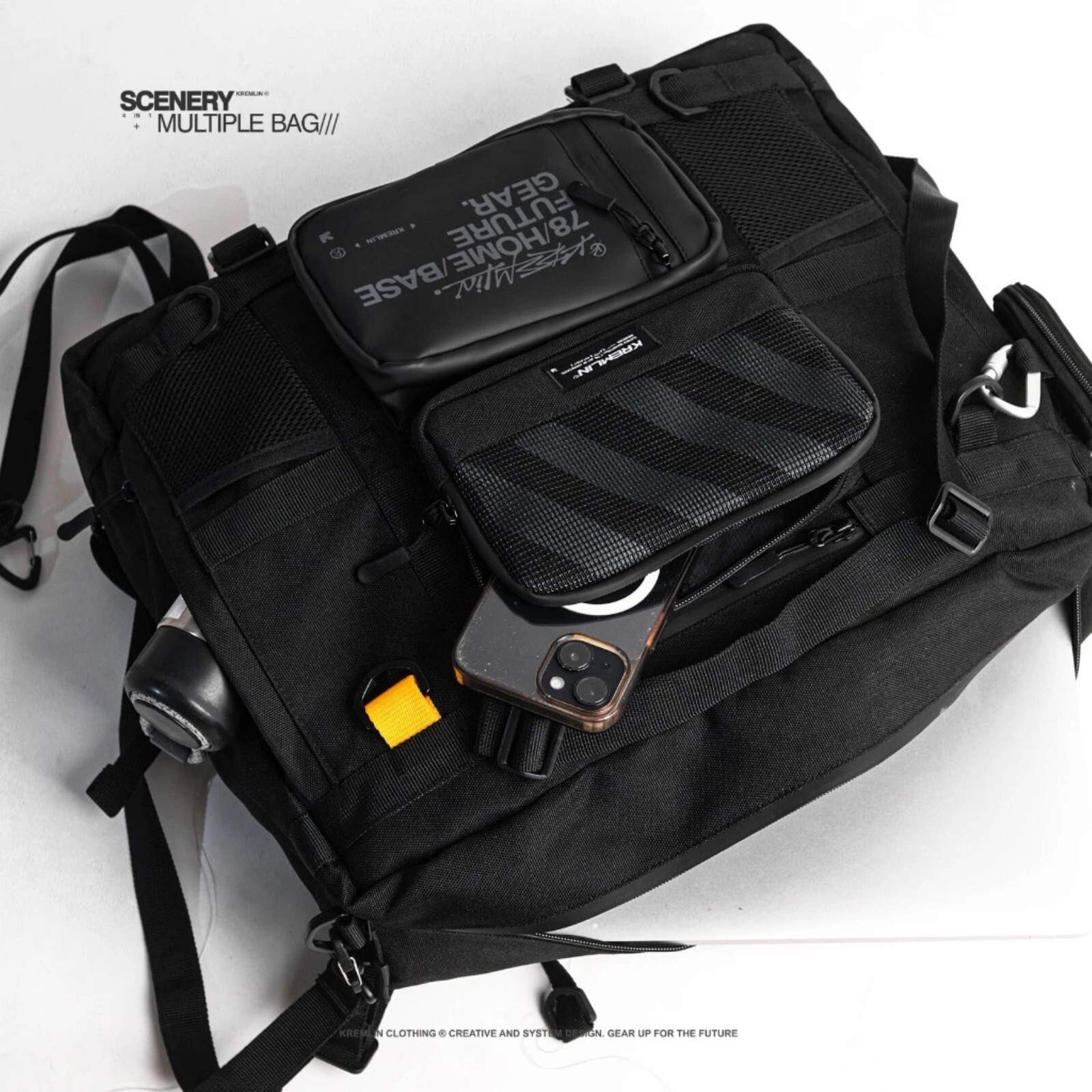 Kremlin Black Backpack Carrier Messenger Futuristic Fullzip Crossbody Scenery