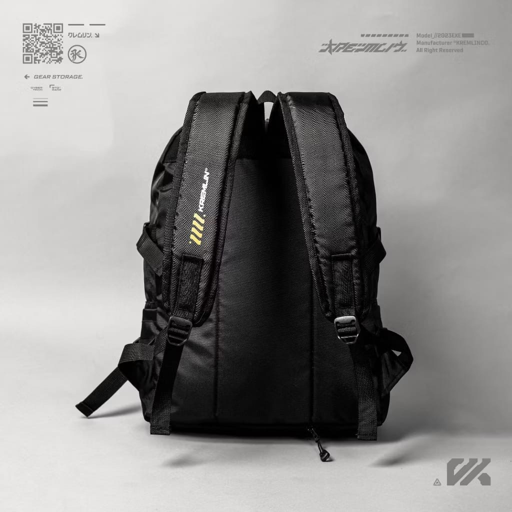 Kremlin Naito Tech Gear Black Backpack Carrier Futuristic Fullzip Crossbody