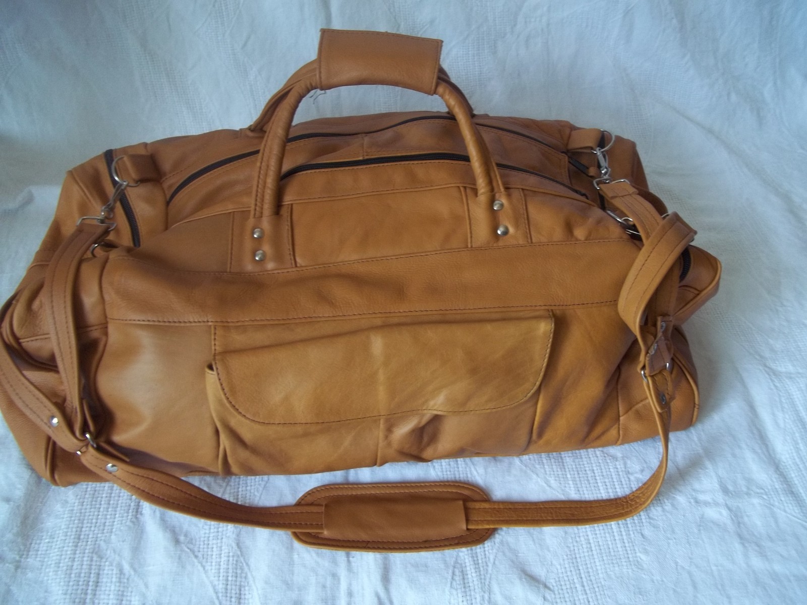 Large Duffle Bag Weekend Camel Bovine Handmade Leather Travel Bag