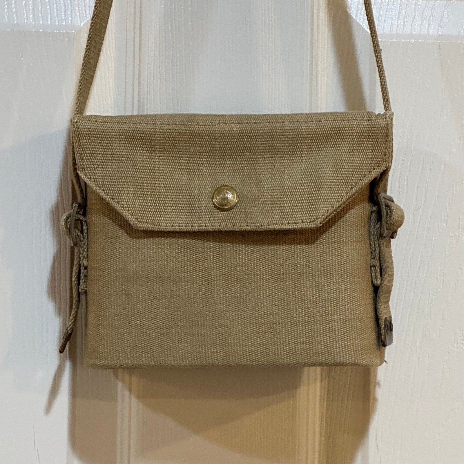 Vintage Military Style Khaki Canvas Crossbody Bag Utility Pouch Tactical Small