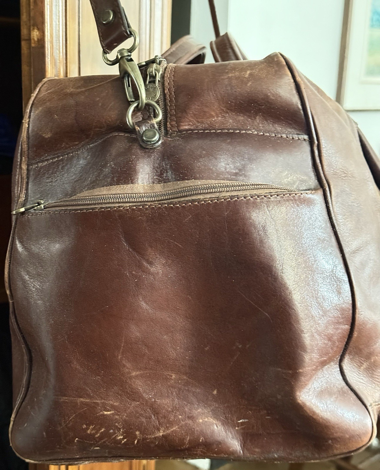 Peruzzi Firenze Italian Leather Weekender Bag Rich Brown luggage duffle