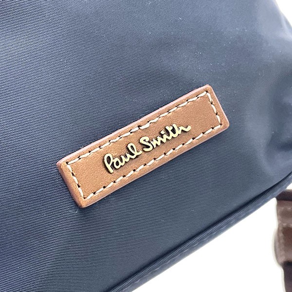 ■Authentic Paul Smith Logo Body Bag, Nylon Leather, Navy Brown, Sling Bag,