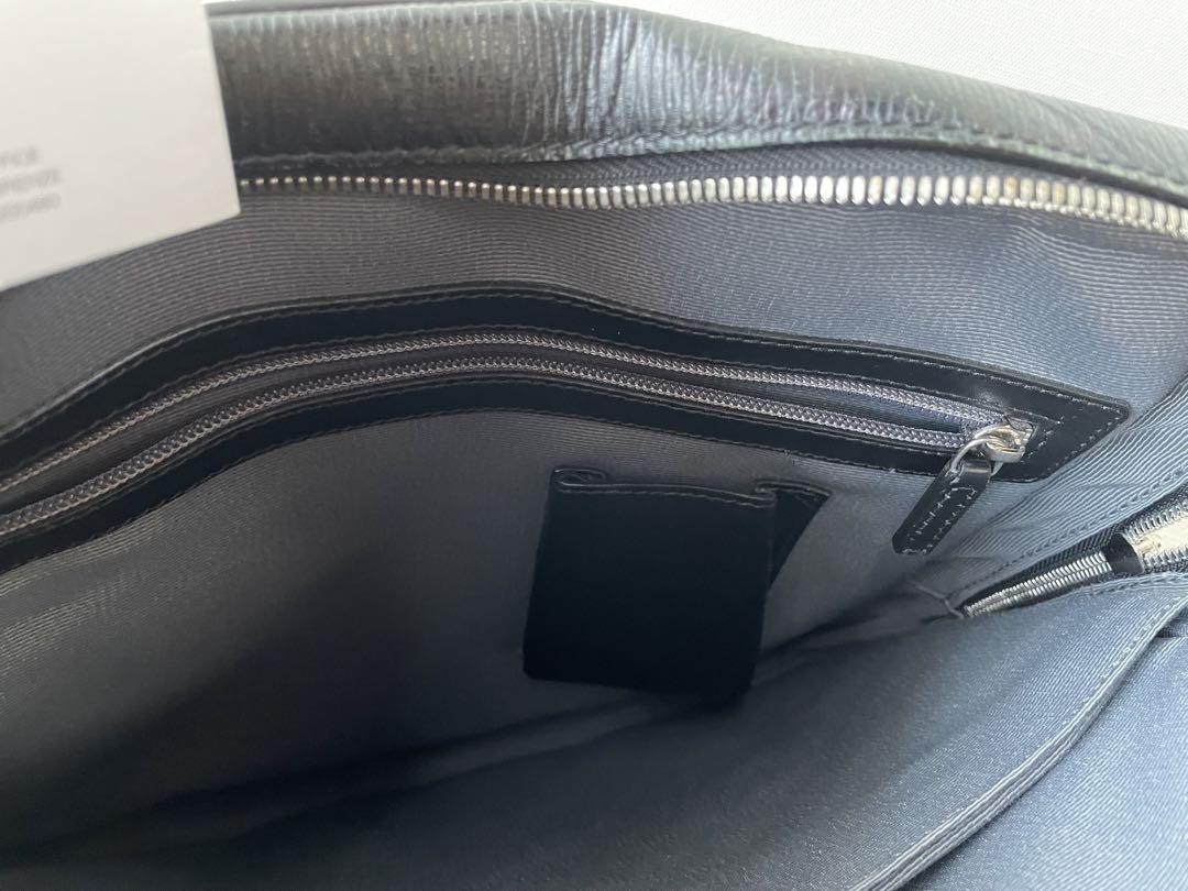 Ferragamo business bag document case Revival Brief Black Leather 36x29x6.5cm