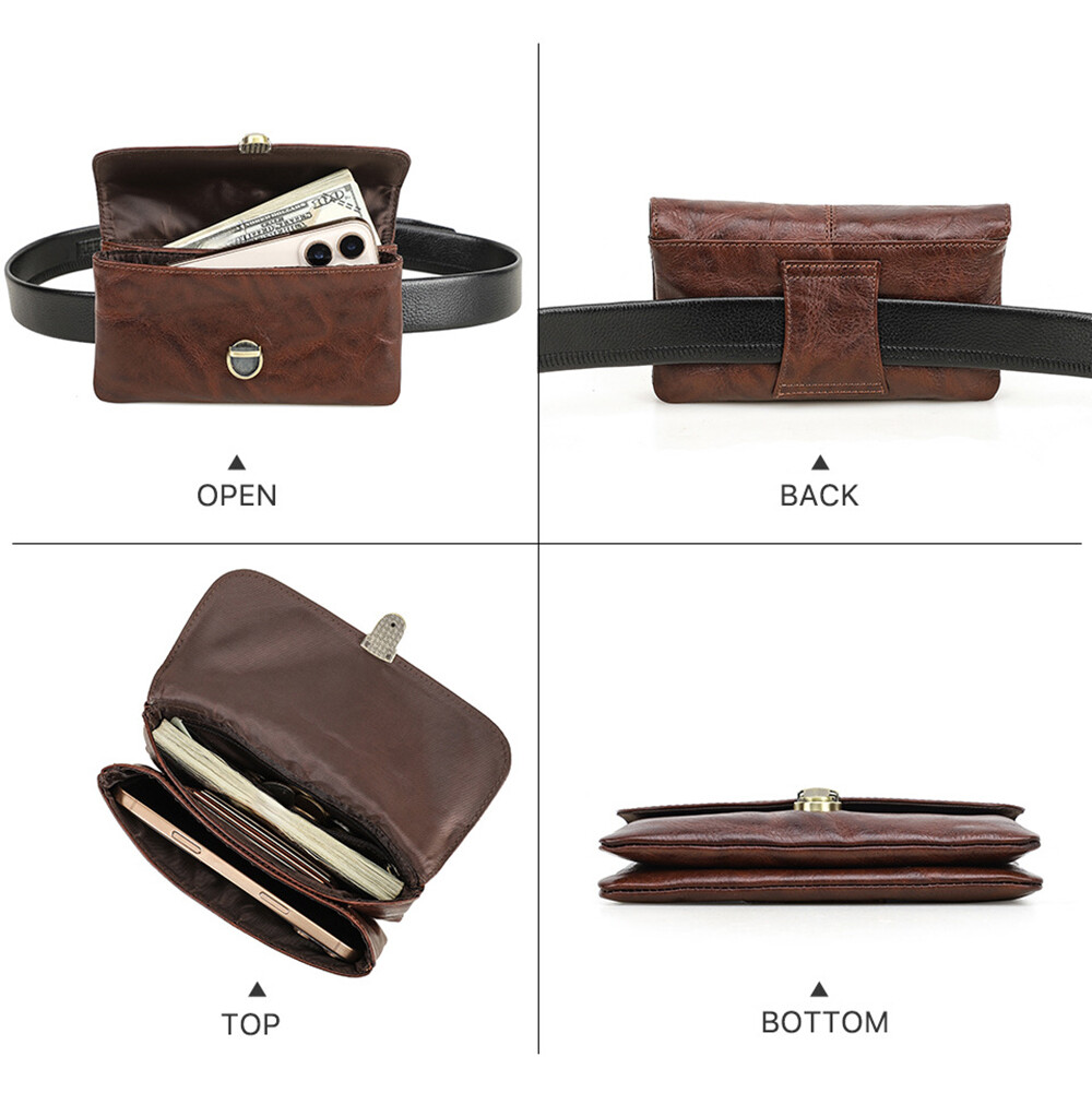 Genuine Leather Cell Phone Holster Waist Belt Bag Pack Loop Wallet Pouch Case