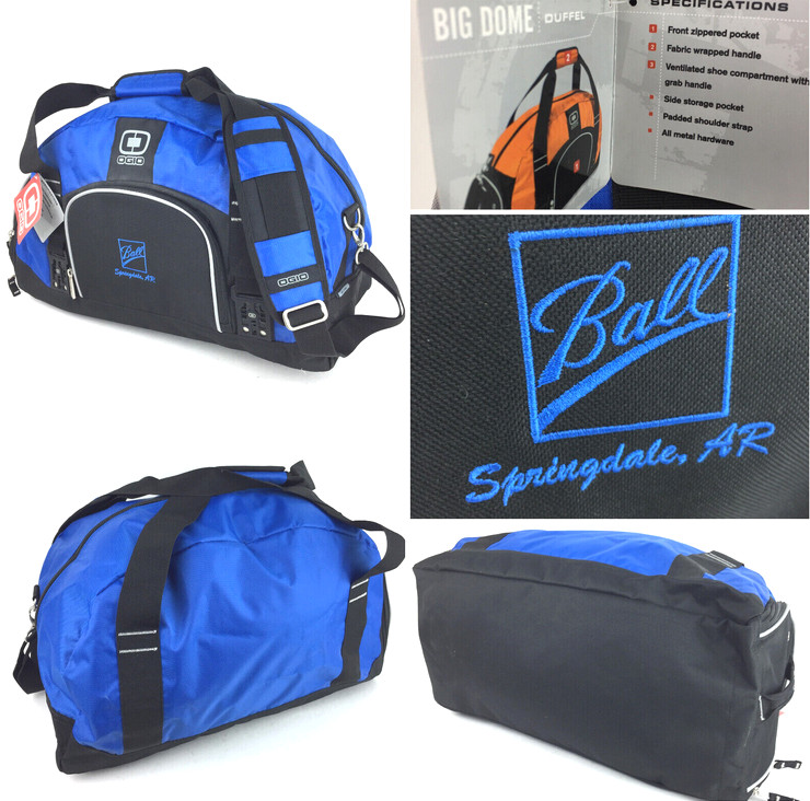 NEW Ogio Blue Big Dome Ball Mason Jar Logo 12x24x9in Large Gym Travel Duffel Bag