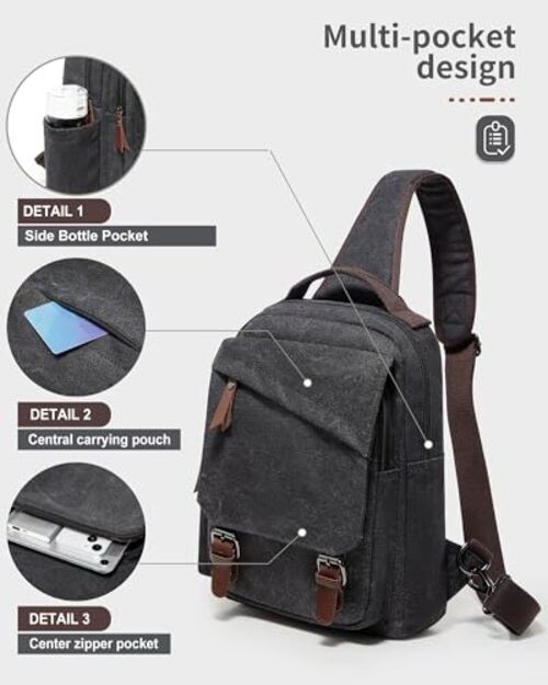 Messenger bag for Men,Small Sling Crossbody Backpack Shoulder Bag for A-black