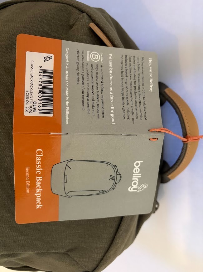 Bellroy Classic Backpack 2nd Edition 20L Ranger Green Laptop Bag NWT BCBB-OL-206