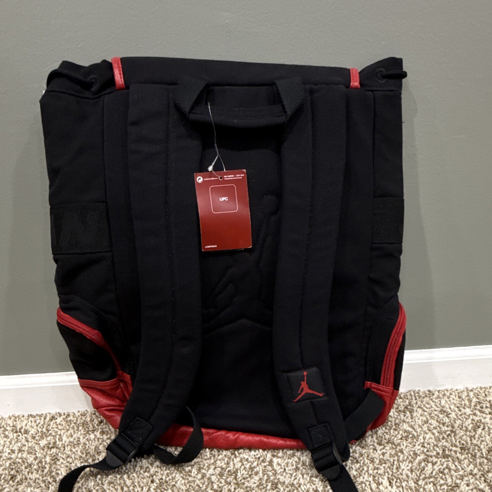 Jordan Jumpman Black/Red Zip Backpack Medium Men’s Adjustable Straps Pockets