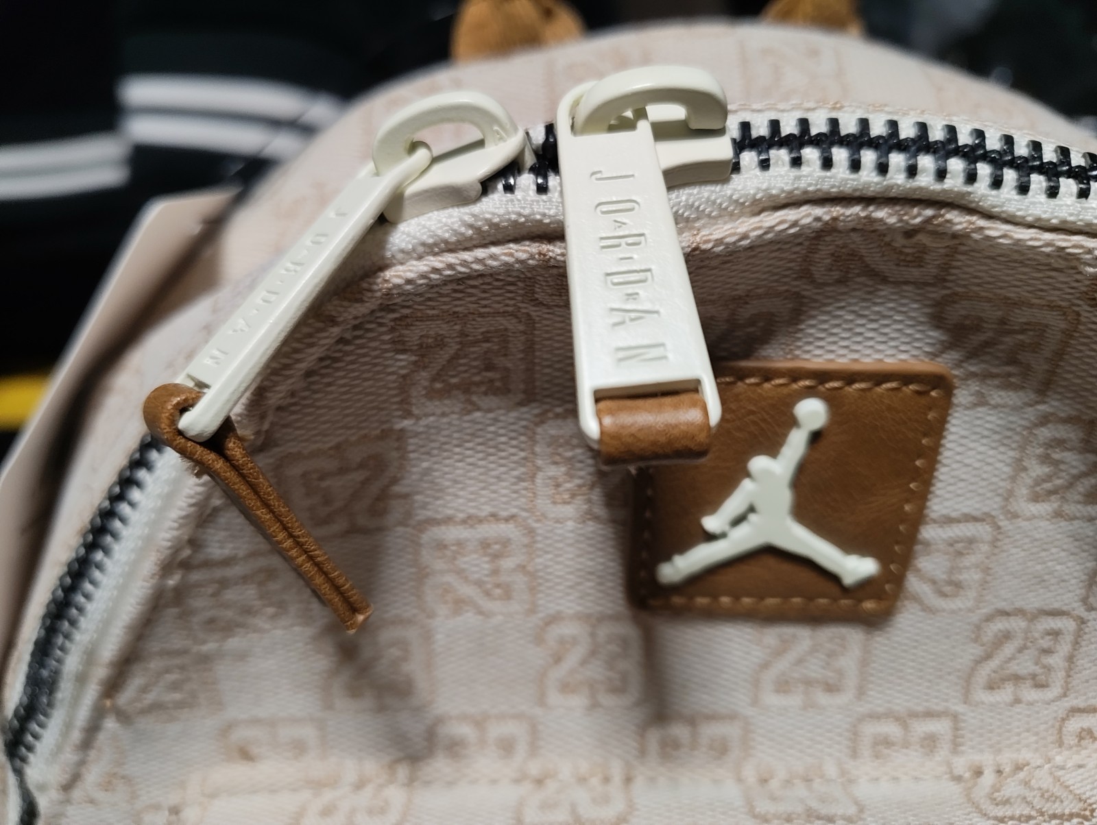 Air Jordan Monogram Logo Jacquard Mini Backpack 8L Luxury Travel Bag Coconut