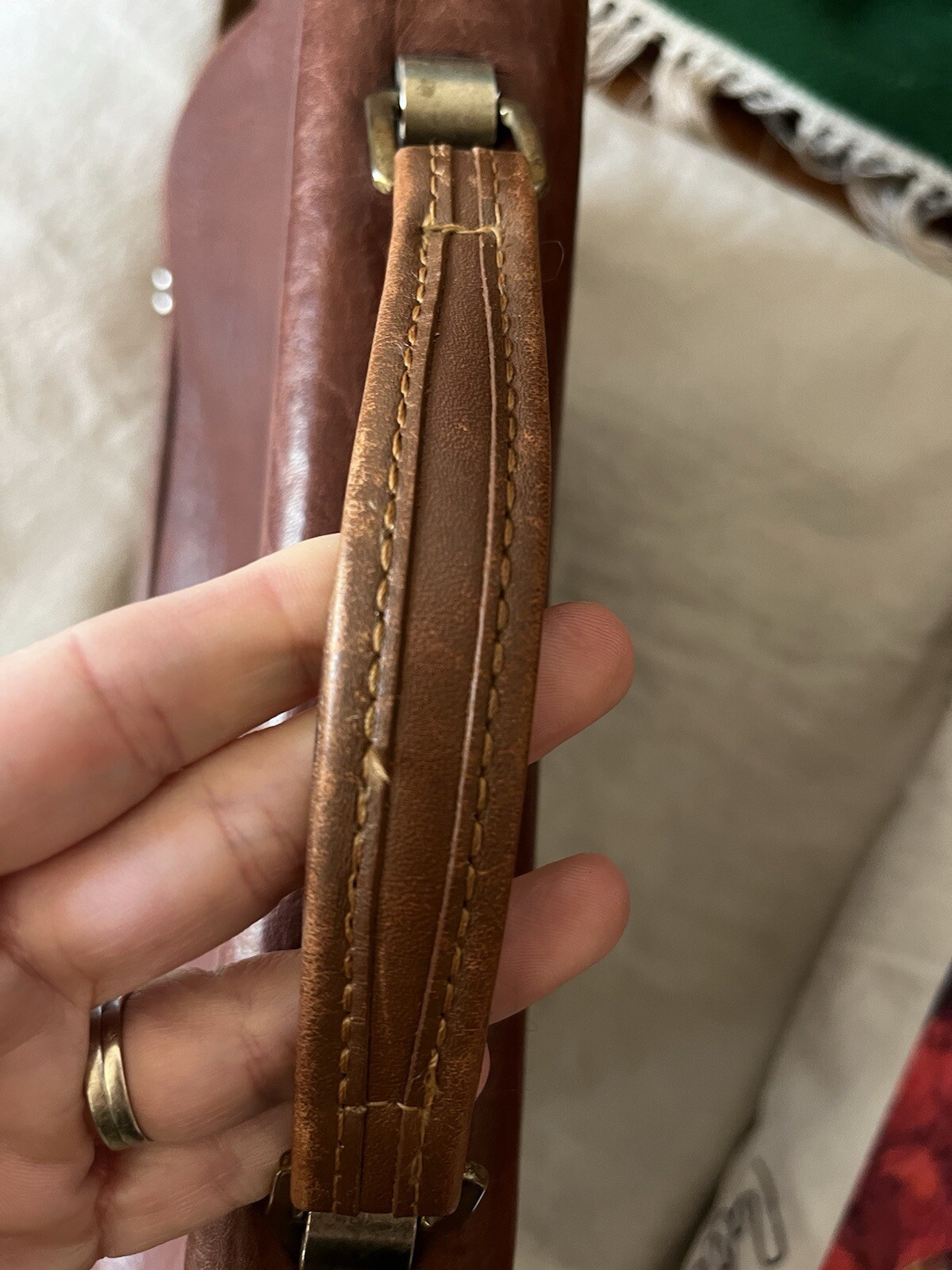 Vintage Brown Mitchell Luxury Leather Messenger Shoulder Bag Signed 1995