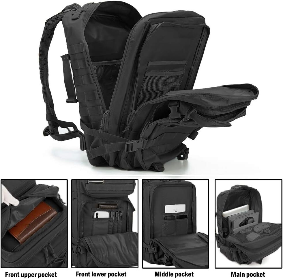 30L/45L Military Tactical Backpack For Men Molle Daypack 3Day Bug Out Hiking Bag