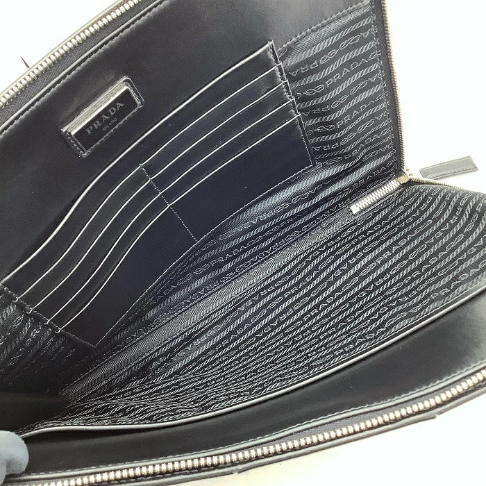 PRADA 2Vn003 Clutch Bag Document Case Saffiano Travel Mini Black