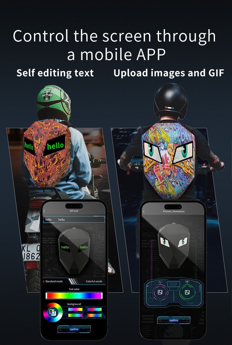 Doodle art LED display backpack travel laptop backpack cycling motorcycle