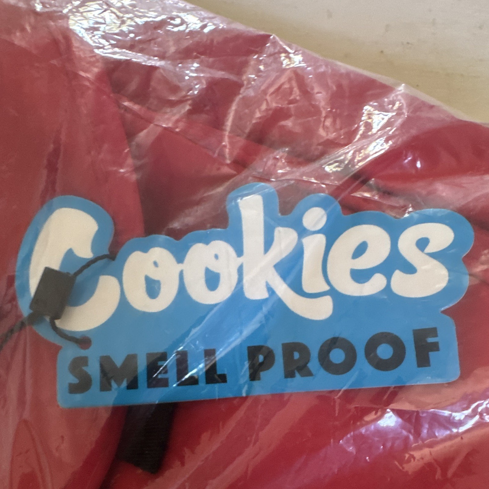 Authentic Cookies Smell Proof Small Sling Crossbody Bag Red/Black Zip Closure