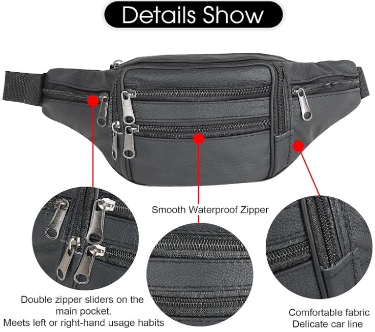Rinonera Para Hombre Bolso La Cintura Carteras De Fanny Packs Bag Color Negro US