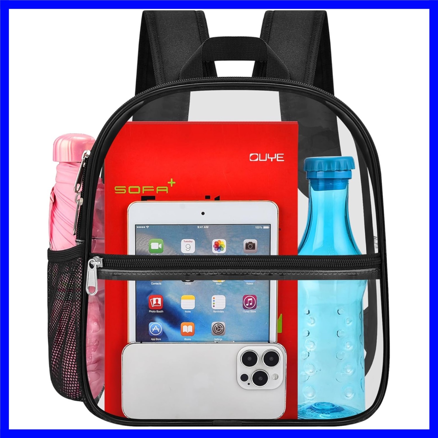 Versatile Black Clear Backpack for Concerts and Festivals – Stadium Approved