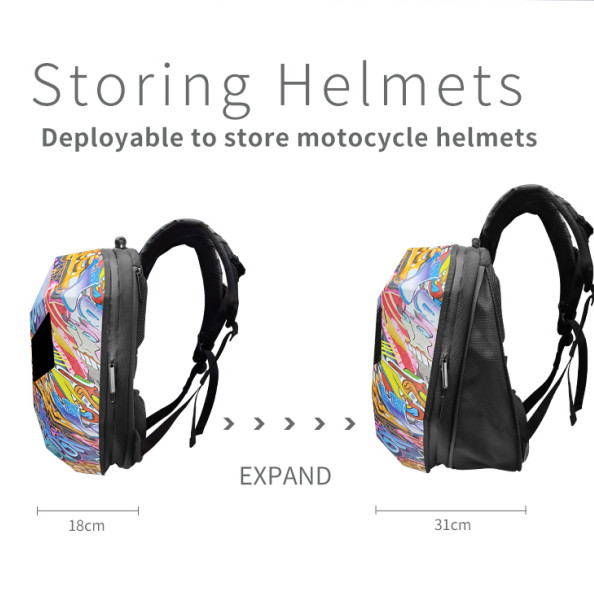 Doodle art LED display backpack travel laptop backpack cycling motorcycle