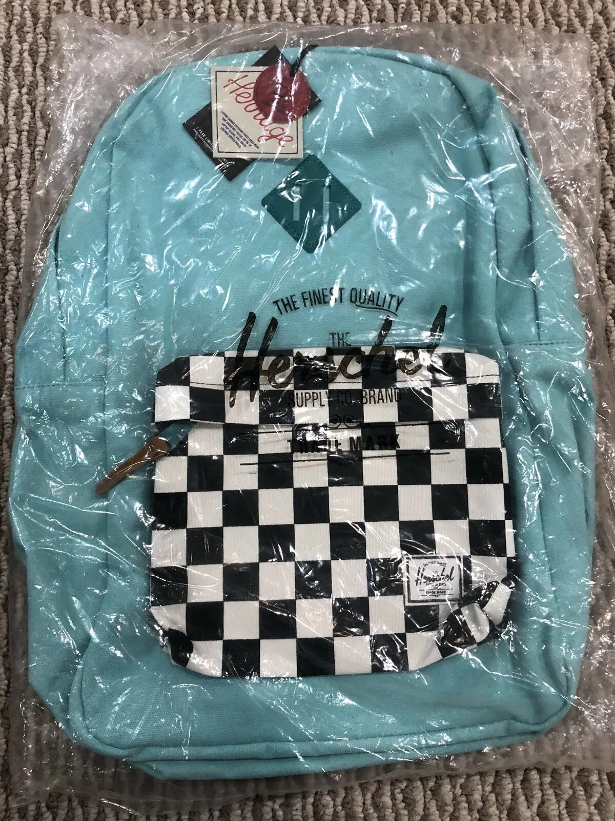 NWT Herschel Supply Co. Heritage Teal Cotton Canvas 21L Back Mint TURQUOISE Rare