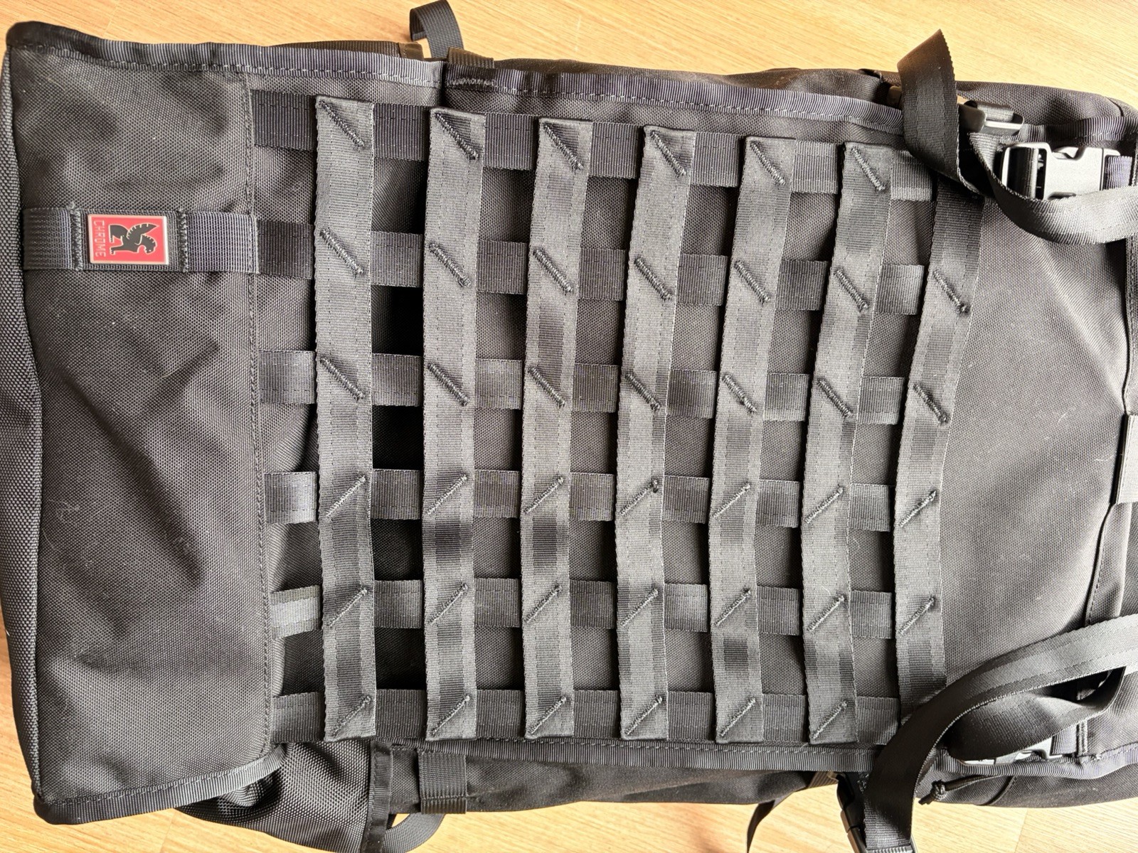Chrome Industries Barrage Pro 80L Professional Messenger Backpack Black Roll Top