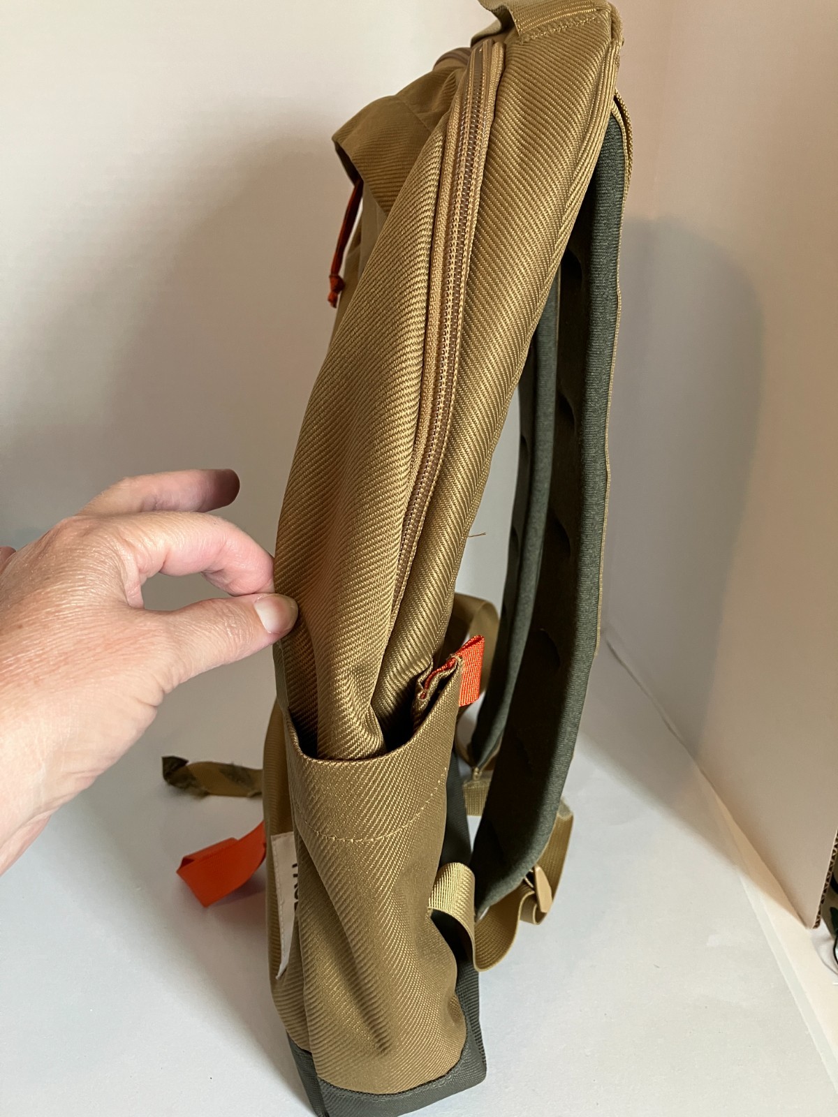 The North Face Top Loader Daypack – Tan With Logo-New with Flaw