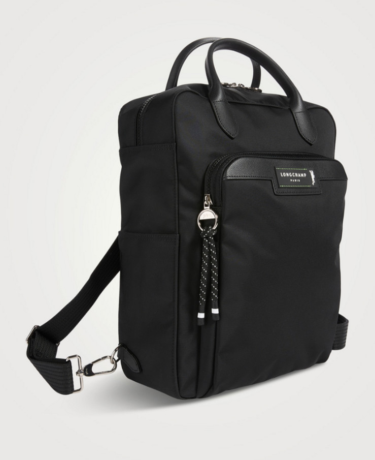 LONGCHARM Le Pliage Energy Nylon Trim Leather Men’s Backpack – Black, RARE