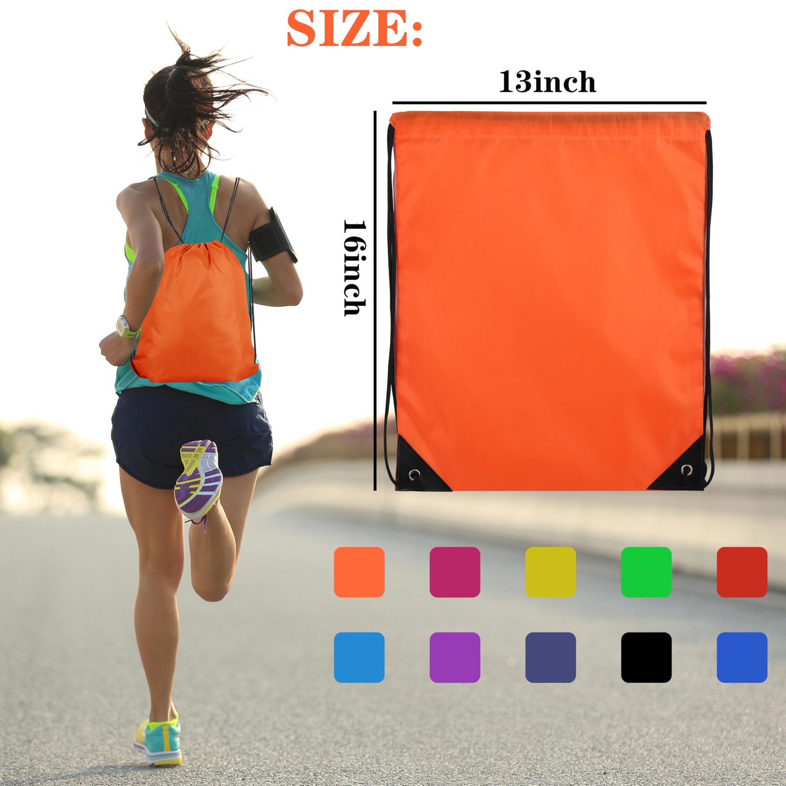 20 Colors Drawstring Backpack Bags Sack Pack Cinch Tote Sport Storage Polyester