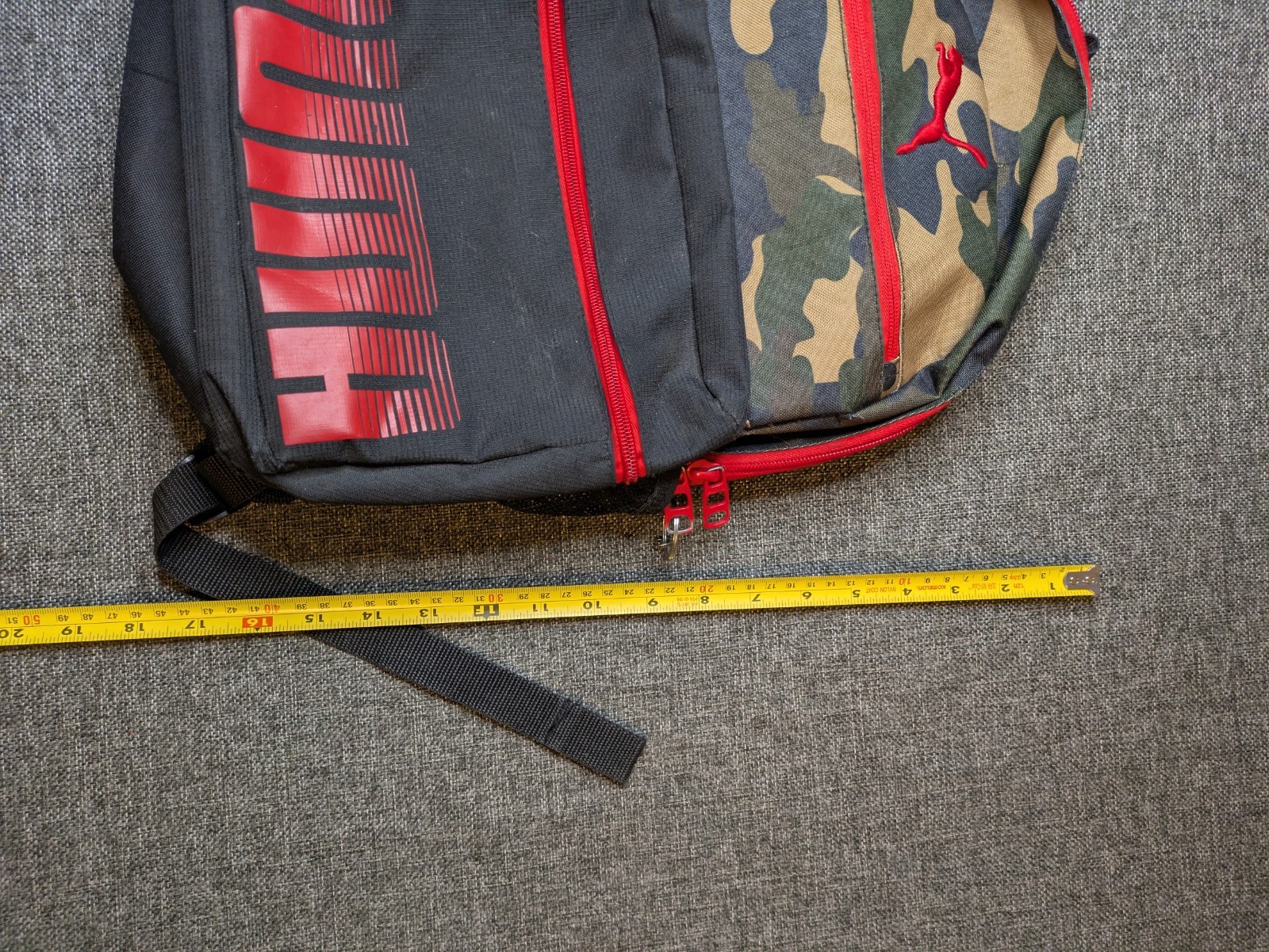 PUMA Red & Black Camo Backpack With Multiple Pockets School Bag