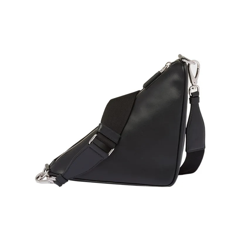 PRADA Triangle leather shoulder bag for men black 11.8*4.3*8.7 in