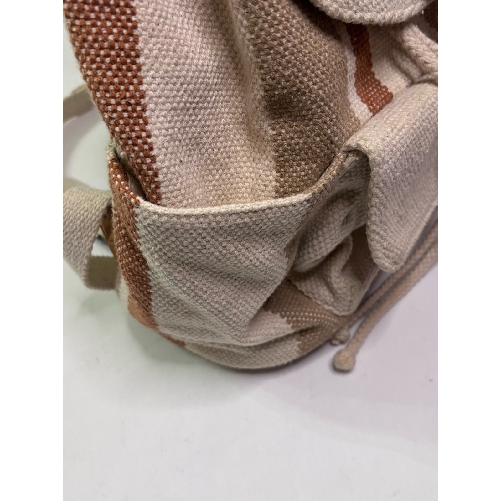 Universal Thread Canvas Stripe Drawstring Backpack – Neutral Stripe