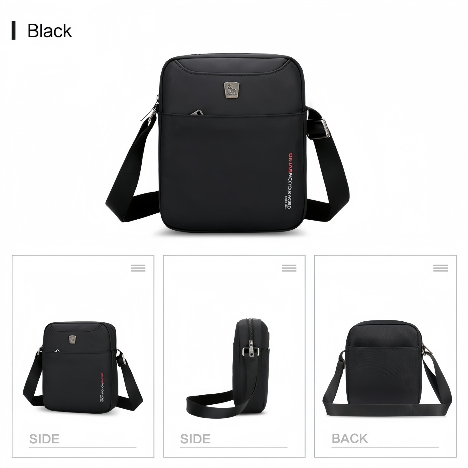 OIWAS Cross Body Bag Men Small Messenger Bag Shoulder Bag 7.9″ iPad Purse Black