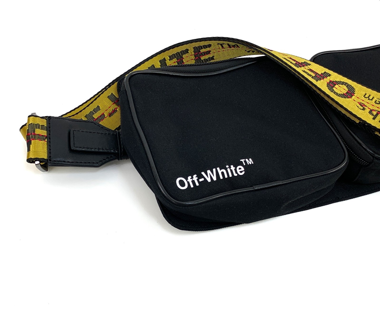 Off-White Logo Print Pouch Detachable Messenger Crossbody Bag Black