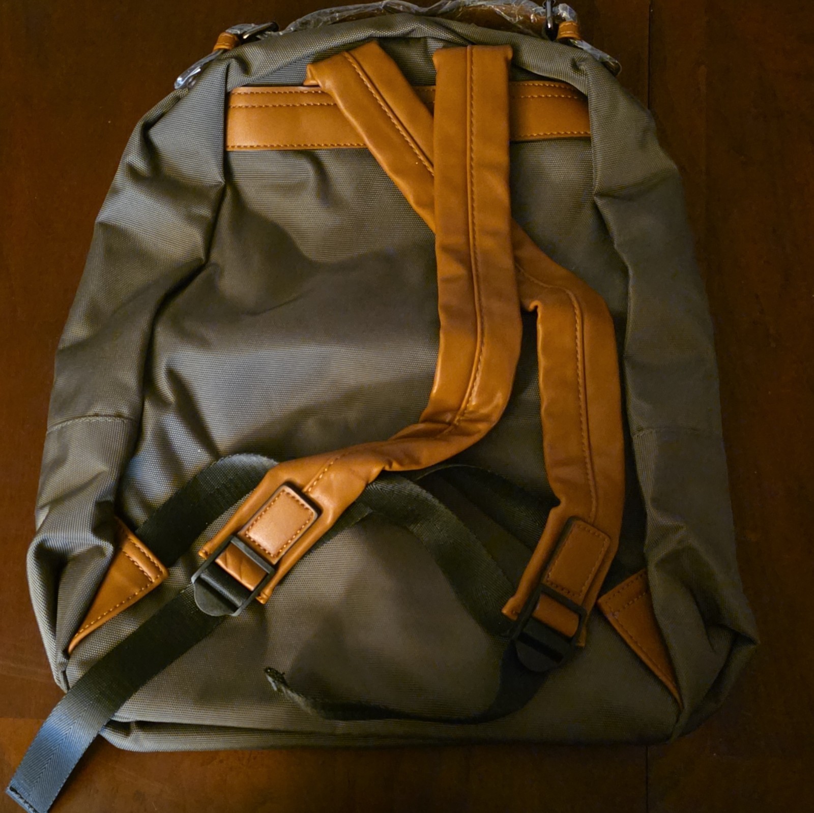 ALDO Men’s Medium Green/Brown Backpack Zip Closure Outer Pockets Travel Casual