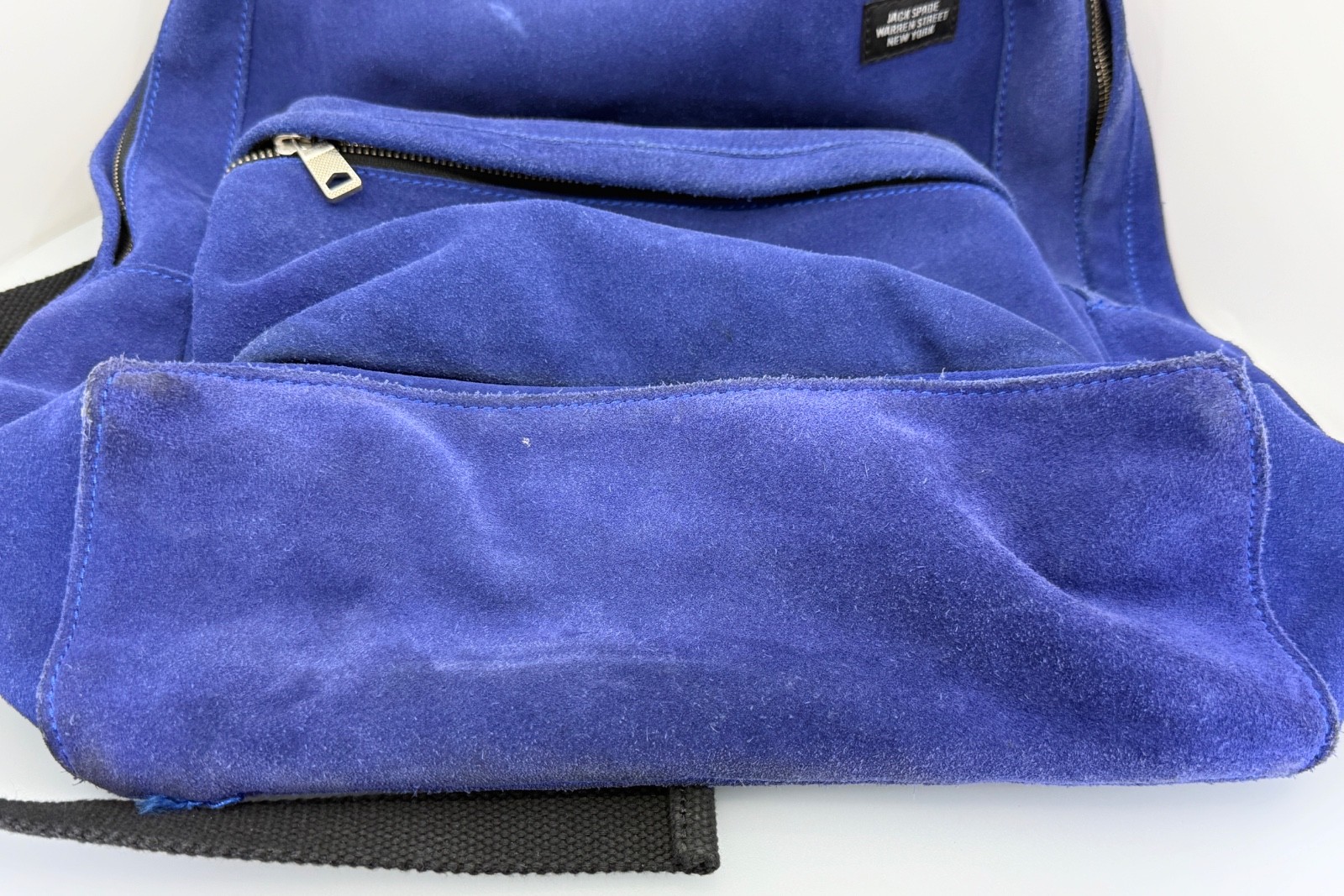 JACK SPADE Blue SUEDE Backpack Leather Trim Minimalist Designer Bag NYC