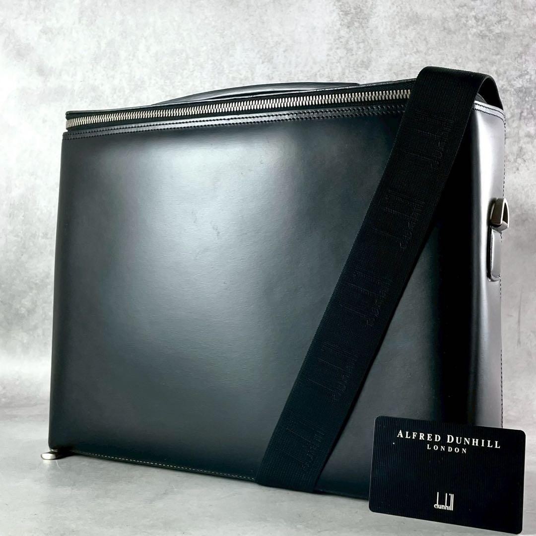 Dunhill Briefcase Business Bag Shoulder Bag Black Leather Zip Around 2way Men’s