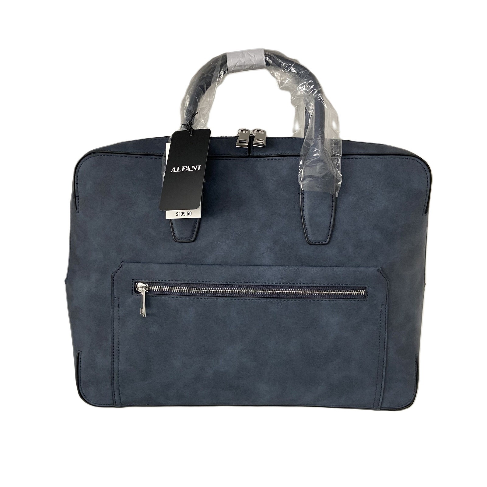 Alfani Messenger Bag Adjustable Cross Body Strap Faux Suede Blue NEW