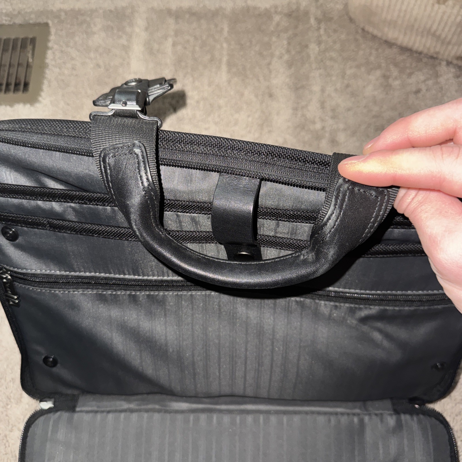 TUMI Alpha Expandable Organizer Briefcase Laptop Bag Black
