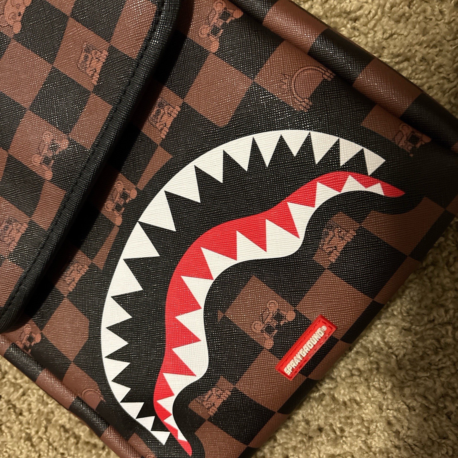 Sprayground Limited Edition Checkered Shoulder Bag Brown Black Red